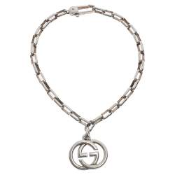 Pre Owned Gucci GG Interlocking Silver Chain Link Bracelet