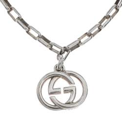 Pre Owned Gucci GG Interlocking Silver Chain Link Bracelet