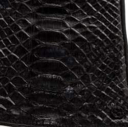 Pre Owned قفازات غوتشي جلد وجلد ثعبان سوداء مقاس 8