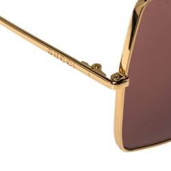 مملوكة مسبقًا Gucci Gold Tone/ Rose Pink GG0536S Oversize Sunglasses