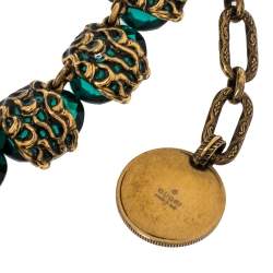 مملوكة مسبقًا قلادة غوتشي مزخرفة كريستال ذهبية اللون