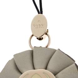 Pre Owned Gucci GG Enamel Leather Gold Tone Floral Cell Phone Charm 