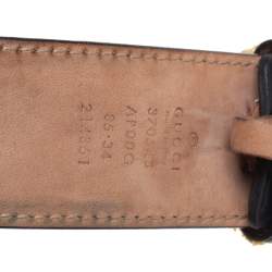 مملوكة مسبقًا Gucci Black Leather Interlocking G Buckle Belt 85CM