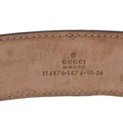 Pre Owned Gucci Silver Guccissima Leather Interlocking G Buckle Belt 90CM