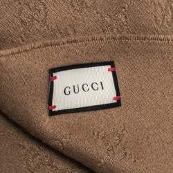 Pre Owned Gucci Brown GG Jacquard Cashmere Scarf
