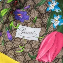 مملوكة مسبقًا وشاح غوتشي حرير تويل أورغانيك جي جي فلورا أصفر