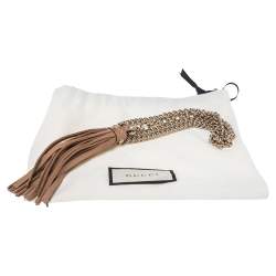Gucci Beige Leather Tassel Chain Belt