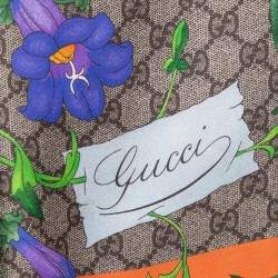 Pre Owned Gucci Orange GG Floral Print Silk Scarf