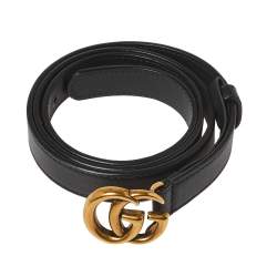 Pre Owned حزام غوتشي مارمونت جي جي جلد أسود 85 سم