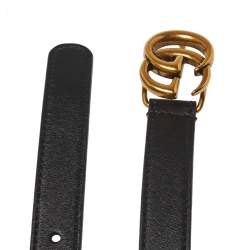 Pre Owned حزام غوتشي مارمونت جي جي جلد أسود 85 سم