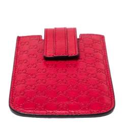 Pre Owned Gucci Red Leather Microguccissima iPhone 3&4 Case