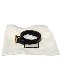 Pre Owned Gucci Black Leather GG Marmont Buckle Narrow Belt 90CM