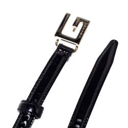 مملوكة مسبقًا حزام غزنشي جي هاي ويست مربع جلد أزرق كحلي لامع رفيع 65 سم