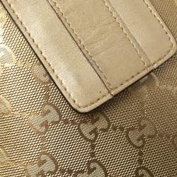 Pre Owned Gucci Gold GG Imprime Leather Flap iPad Case