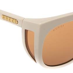 مملوكة مسبقًا Gucci Off White/ Orange GG0468S Square Sunglasses