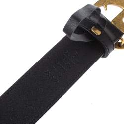 مملوكة مسبقًا Gucci Black Leather GG Marmont High Waist Belt 75CM