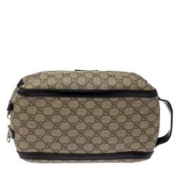 مملوكة مسبقًا Gucci Beige/Black GG Supreme Canvas Toiletry Case