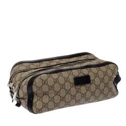 مملوكة مسبقًا Gucci Beige/Black GG Supreme Canvas Toiletry Case