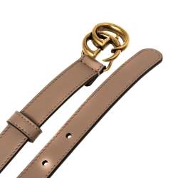 Pre Owned Gucci Old Rose Leather GG Marmont Buckle Narrow Belt 85CM