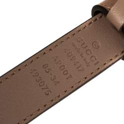 Pre Owned Gucci Old Rose Leather GG Marmont Buckle Narrow Belt 85CM