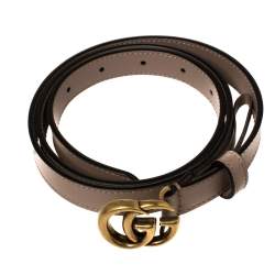 Pre Owned Gucci Old Rose Leather GG Marmont Buckle Narrow Belt 85CM