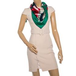 Pre Owned Gucci Green Guccissima Pattern Chain Argyle Print Silk Scarf