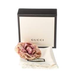 Pre Owned Gucci Dusty Pink Silk Flower Brooch