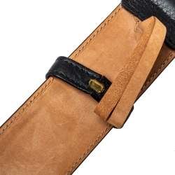 مملوكة مسبقًا حزام غوتشي 1973 إبزيم جلد أسود 85 سم