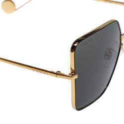 Pre Owned نظارة شمسية غوتشي كبيرة جي جي0436أس رمادية/ سوداء