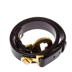 Pre Owned Gucci Dark Brown Leather Hysteria Slim Belt