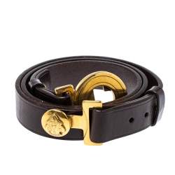 Pre Owned Gucci Dark Brown Leather Hysteria Slim Belt