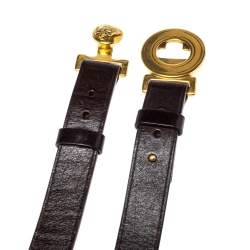 Pre Owned Gucci Dark Brown Leather Hysteria Slim Belt
