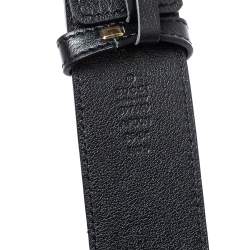 Pre Owned Gucci Black Leather GG Marmont Buckle Belt 75CM