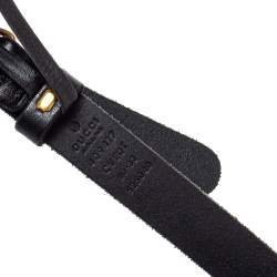 مملوكة مسبقًا Gucci Black Leather GG Marmont Slim Belt 85CM