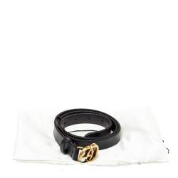 مملوكة مسبقًا Gucci Black Leather GG Marmont Slim Belt 85CM