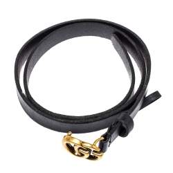 مملوكة مسبقًا Gucci Black Leather GG Marmont Slim Belt 85CM