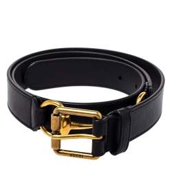 Pre Owned Gucci Black Leather Horsebit Belt 95 CM
