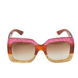 مملوكة مسبقًا Gucci Bicolor Shimmer/ Brown Gradient GG0083S Oversized Square Sunglasses