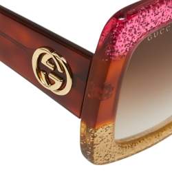 مملوكة مسبقًا Gucci Bicolor Shimmer/ Brown Gradient GG0083S Oversized Square Sunglasses