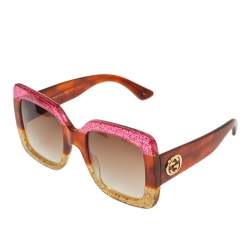مملوكة مسبقًا Gucci Bicolor Shimmer/ Brown Gradient GG0083S Oversized Square Sunglasses
