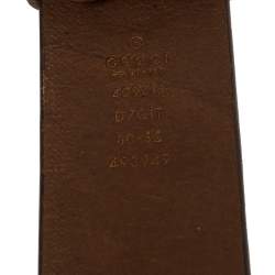 Pre Owned Gucci Brown Leather Loved Double G Buckle Belt 80CM