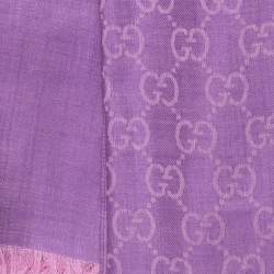 Pre Owned Gucci Lilac GG Guccissima Jacquard Wool & Silk Scarf
