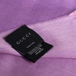 Pre Owned Gucci Lilac GG Guccissima Jacquard Wool & Silk Scarf