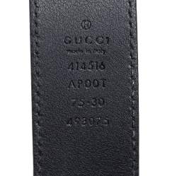 Pre Owned Gucci Black Leather GG Marmont Buckle Belt 75CM