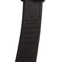 مملوكة مسبقًا حزام غوتسي جلد أسود جي جي مارمونت مزخرف كريستال رفيع 90 سم