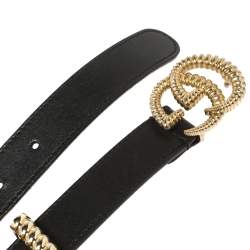 Pre Owned حزام غوتشي تورجون دوبل جي جلد أسود 95 سم