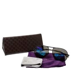 Pre Owned نظارة شمسية غوتشي جي جي0334أس افياتور مطبوع نمر و ذهبي اللون و أسود