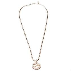 Pre Owned قلادة غوتشي بدلاية جي جي متشابكين فضة إسترليني