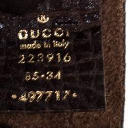 Pre Owned Gucci Dark Brown Leather Double G Buckle Belt 85CM