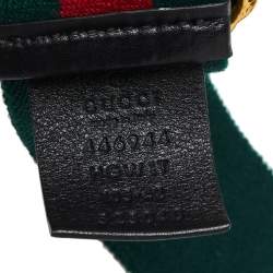 Pre Owned Gucci Green/Red Web Tiger Head Buckle Waist Belt 105 CM
